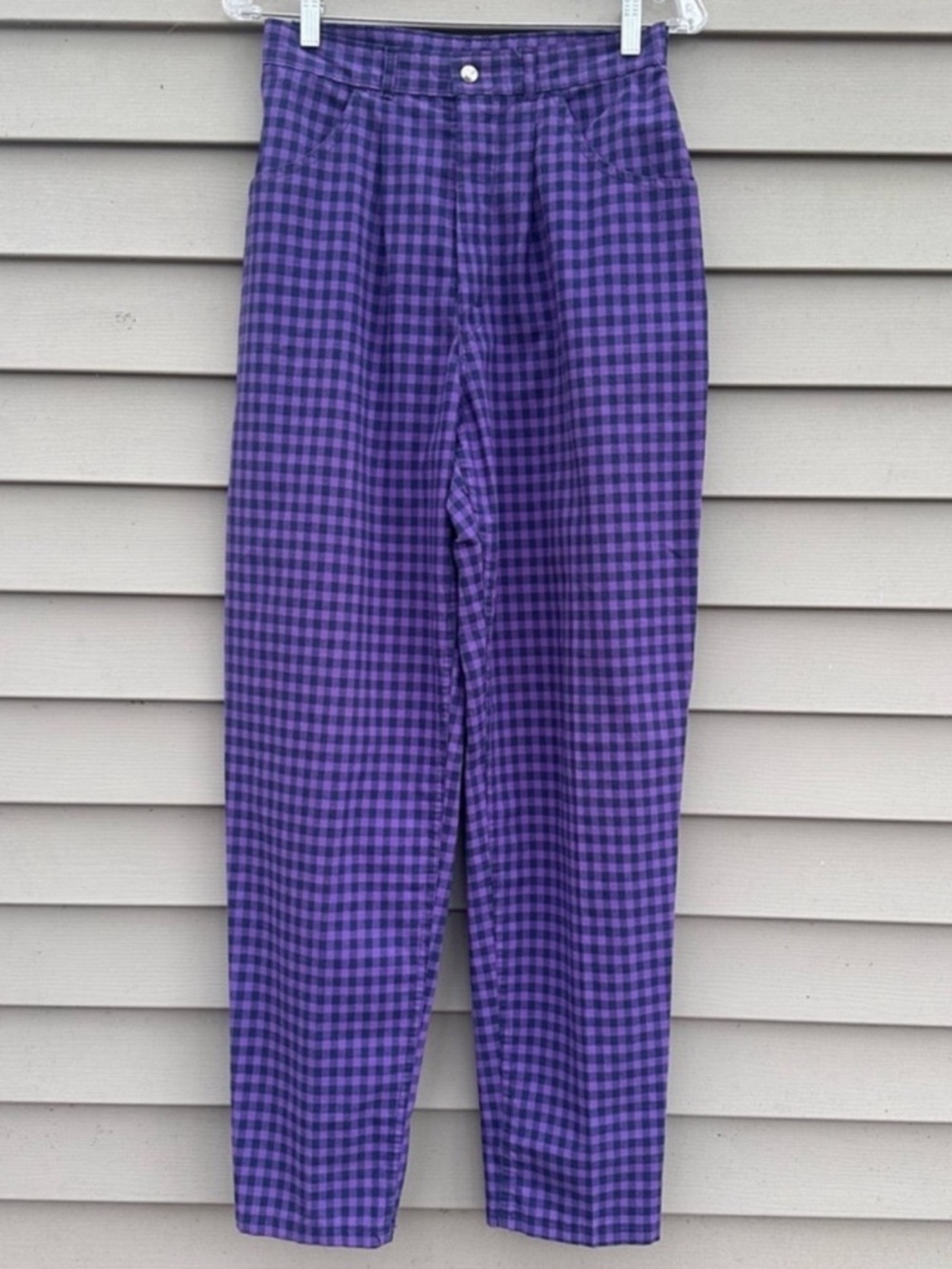 Vintage purple & black check mom jeans 80s Palmetto USA made
